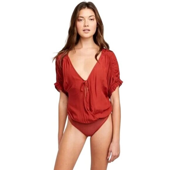 Free People Cleo Burnt Orange Bodysuit - Picture 1 of 6